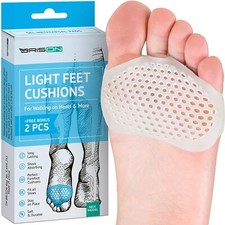 Metatarsal Pads Ball of Foot Cushions - Soft Gel Reusable Breathable 1 Pair
