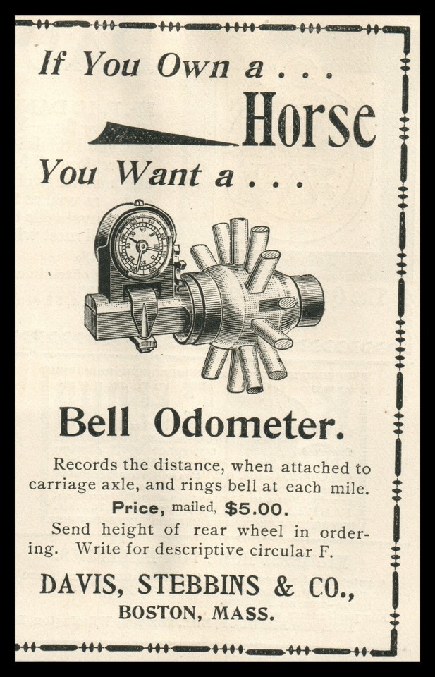 1896 Davis Stebbins Horse Drawn Carriage Gear Bell Odometer Vehicle