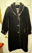 Vintage HILLMOOR-New York Luxury Brown/Black FAUX FUR Jacket COAT Fits XL/2X