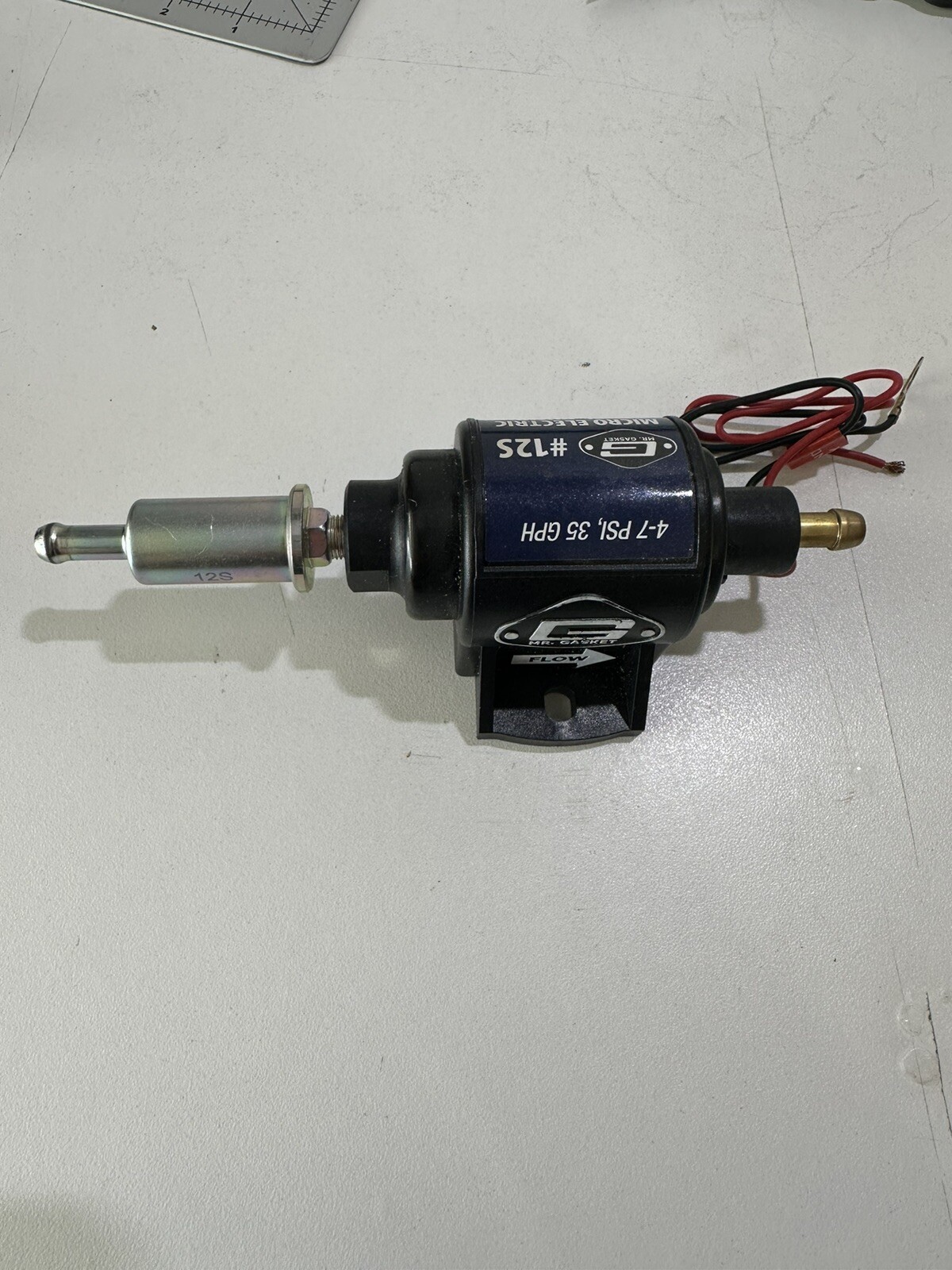 Mr.Gasket 12S Micro Electric Fuel Pump 4, 7 PSI, 35 GPH, Gasoline, (y