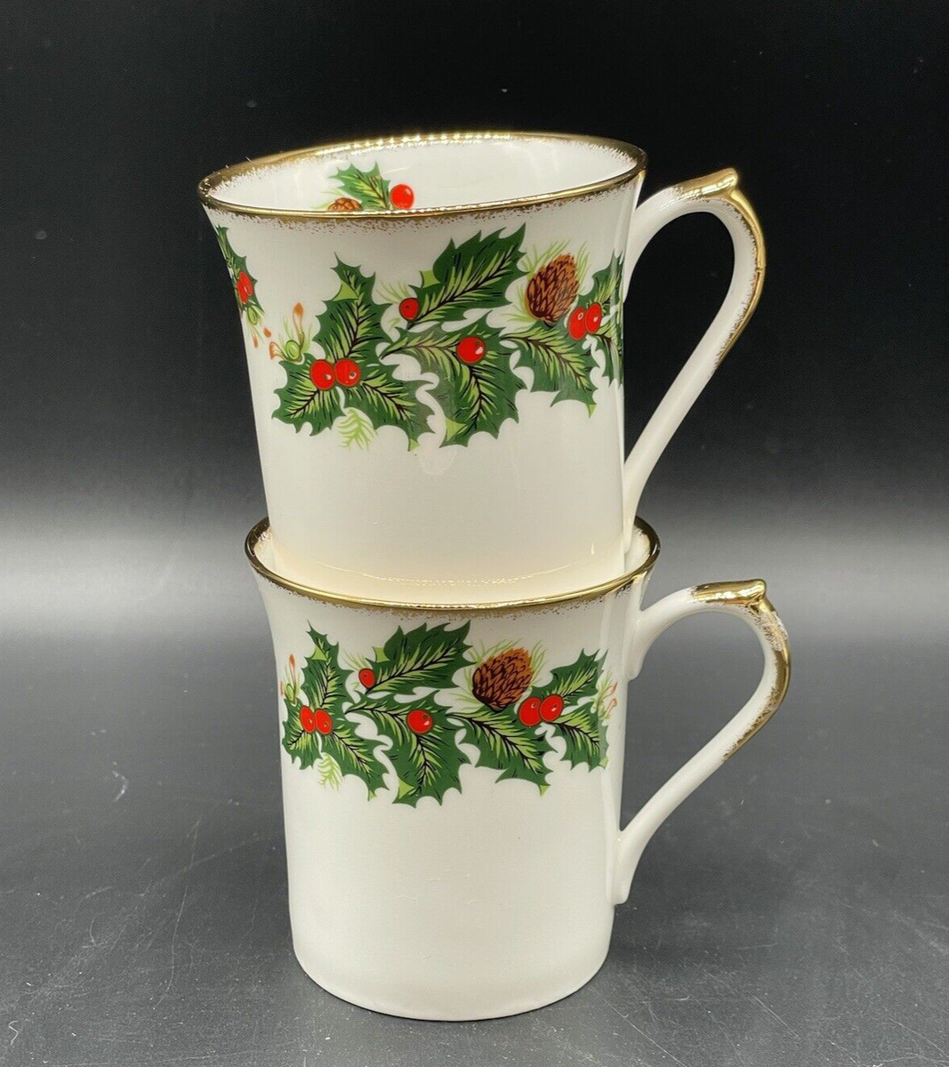 Queen's Fine Bone China Yuletide Holly Coffee/Tea Cup Vintage