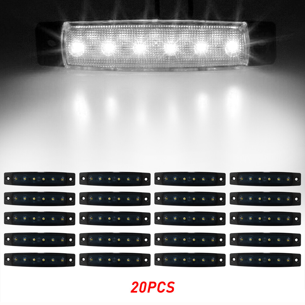 20pcs White 6LED Side Marker Clearance Lights for Jeep Truck Trailer RV