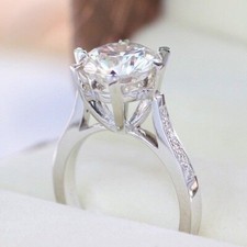4.00Ct Big Round Cut Cubic Zirconia Anniversary Gift Ring In 925 Sterling Silver