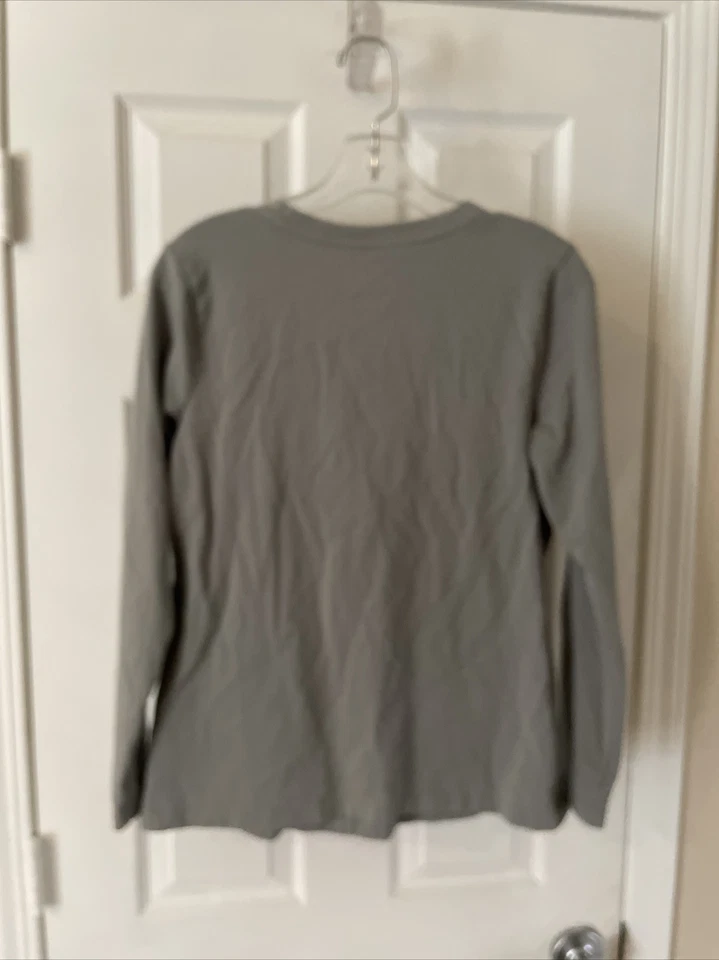 Blusa Top Denim & Co Essentials Manga Larga Mujer Preciosa Gris Talla XS Foto 3 de 3