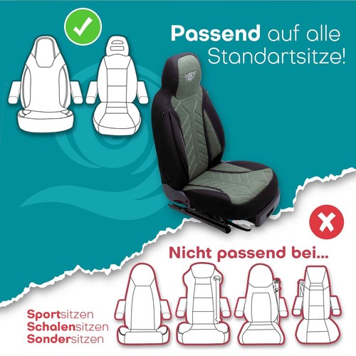 Fundas de asiento de autocaravana adecuadas para Carthago c-compactline luxury line negro-verde - Imagen 8 de 13