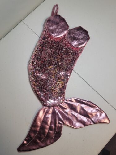 Pink & Silver Mermaid Sequin Christmas Holiday Stocking - 20" - Photo 1 sur 3
