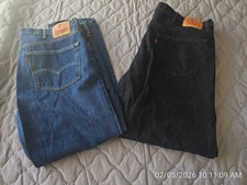 Levi  s 550 Jeans Lot Mens Relaxed Fit 44x32 Blue  Black Denim 2 Pair EUC