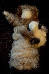 NEEDLE FELTED Woman holding Sheep SHEEP WOOL SCULPTURE HANDMADE Vintage FOLK ART