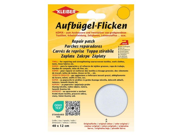 Kleiber 33004 KöPer AufbüGel-Flicken - 100% Baumwolle - Weiß - 40Cm X 12Cm-image