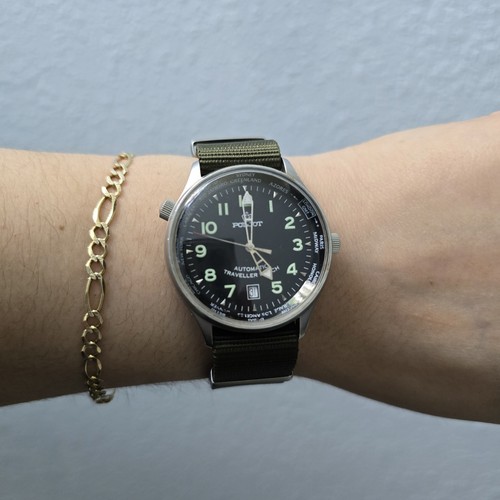 Poljot Automatic Traveller Men's Watch Limited Edition Large Wrist Army Green - Picture 7 of 7