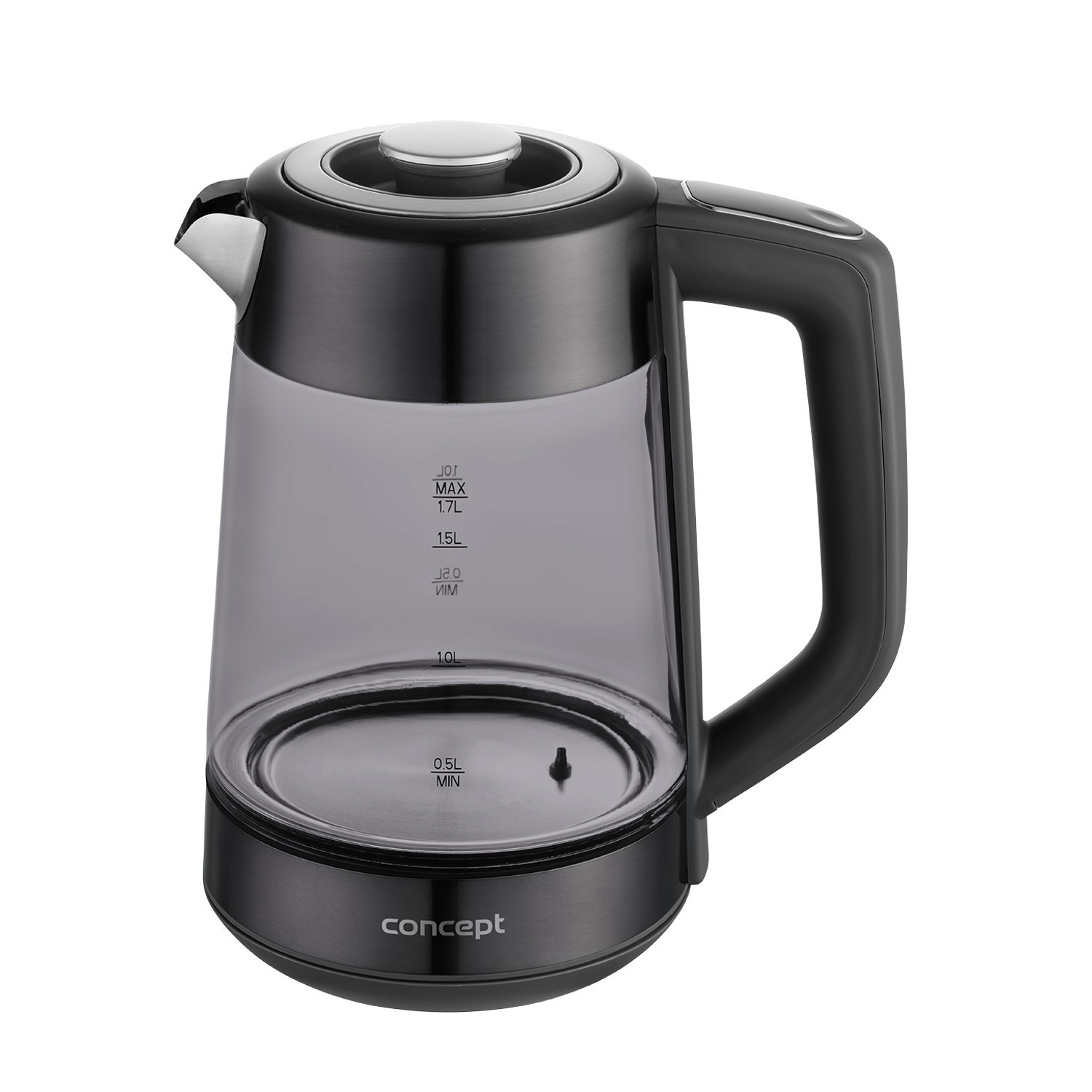 Bouilloire électrique en verre noir de 1,7 L et 2200W
