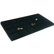 5 Black 24 Compartment Display Tray Insert Flocked 14 1/8"