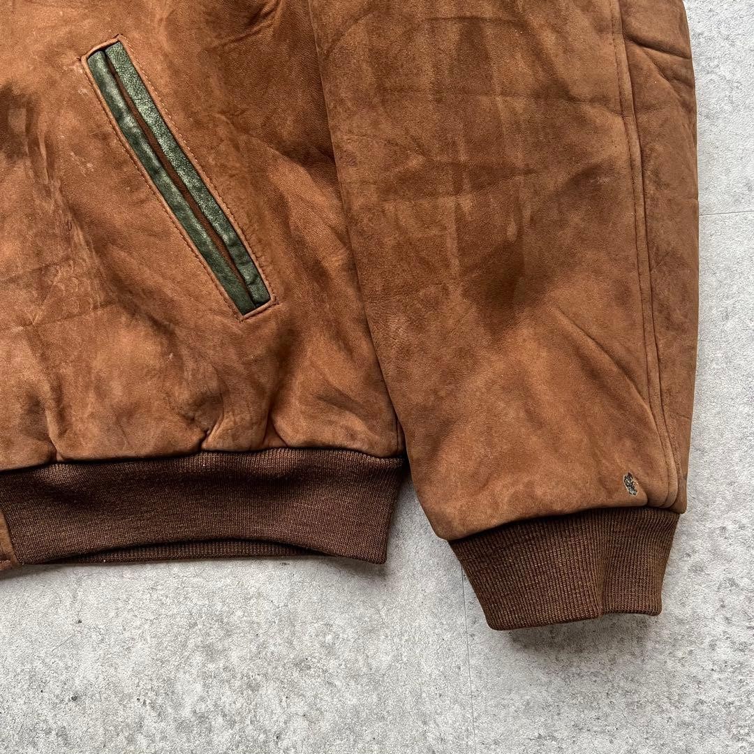 L.L.Bean 80s Vintage Suede Leather Warm-up Jacket XL Brown Made in USA image 8