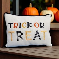 Halloween Throw Pillow Reversible Trick or Treat Pumpkin 12x16 Inch