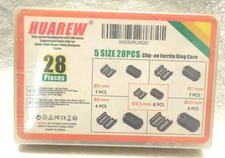 HUAREW Clip-on Ferrite Ring Core 28 Pc 5 sizes Supressor Cable clip 5-7-9-13mm