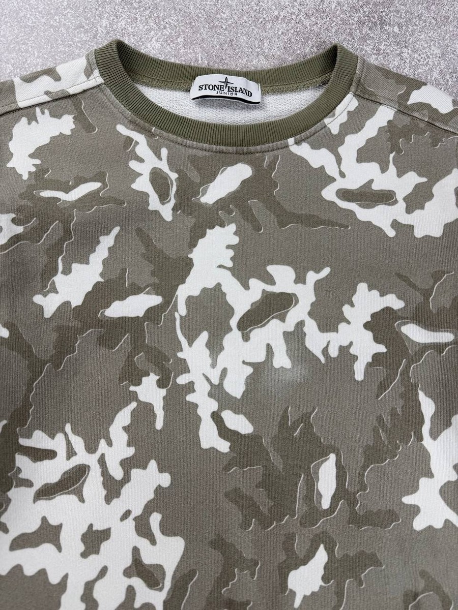 Stone Island Junior Camo Print Crewneck Sweatshirt Size 10 Duties