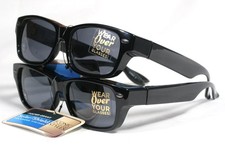 Two Pair Solar Shield Polarized Medium Fits Over Sunglasses FO-056 BLK