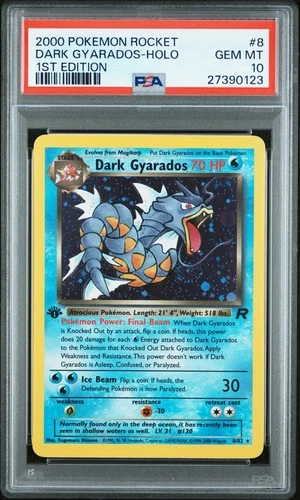 2000 Pokemon Rocket 1st Edition #8 Dark Gyarados Holo PSA 10 GEM MINT 🌀swirl🌀