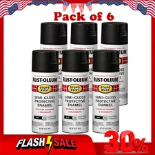 Rust-Oleum Stops Rust Spray Paint 12oz Semi-Gloss Black | Pack of 6 Protective