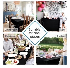 2 Pack 70 X 120 Inch Black Rectangle Tablecloth for 6 or 8 Foot Table Washable