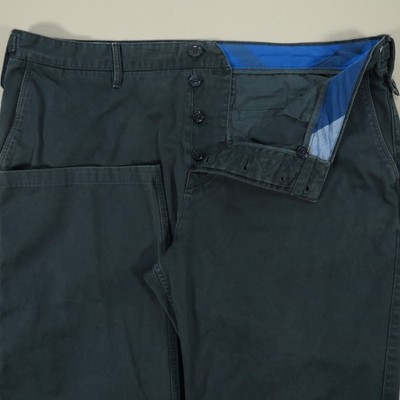 Burberry Pants Mens 38 Green Cotton Chino Wide Leg Straight Brit Button Fly
