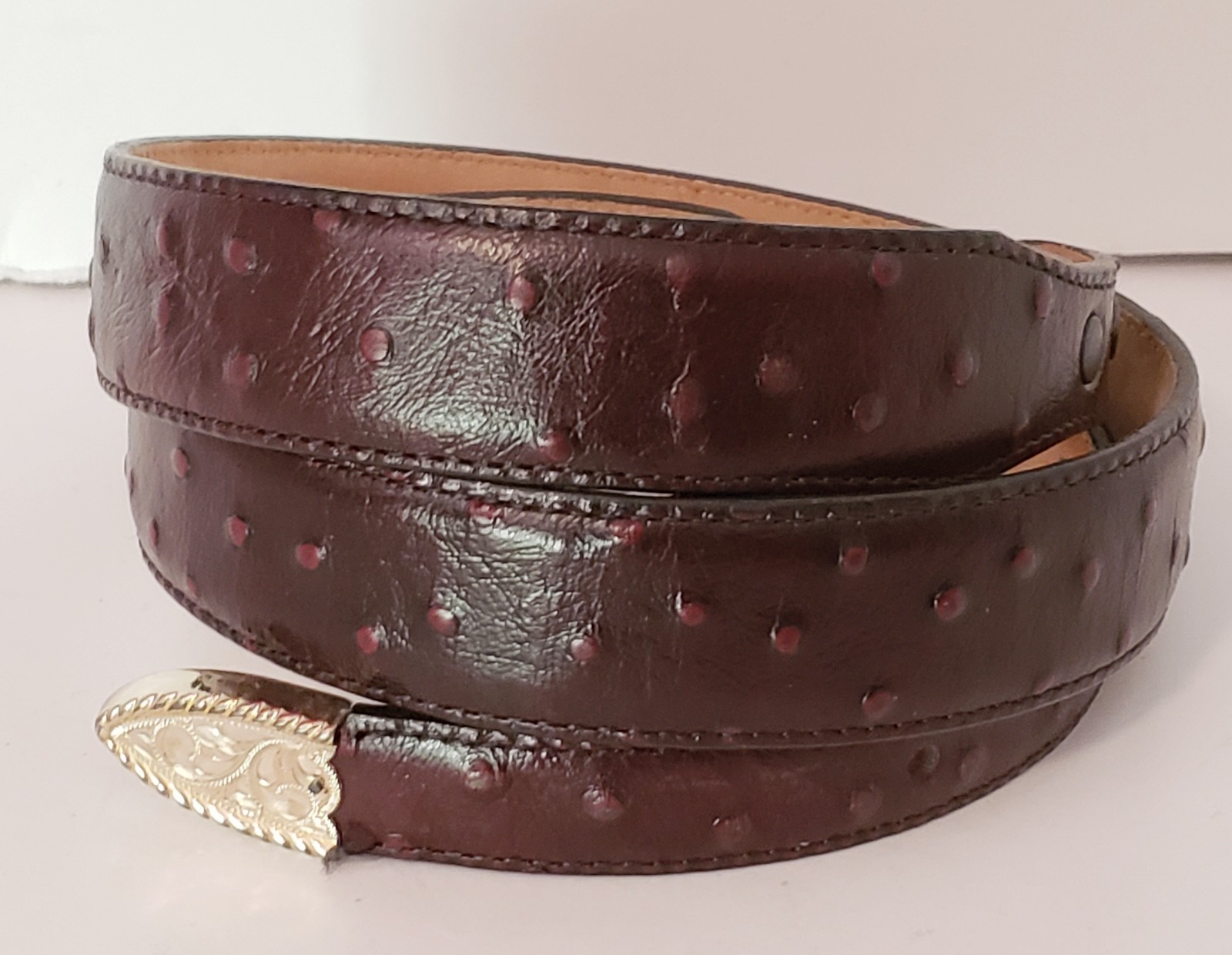Justin Top Grain Cowhide Burgundy Leather Belt SZ 32 … - Gem