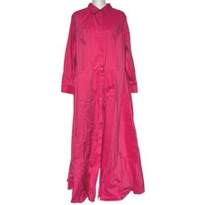 PARI PASSU Pink Poplin Maxi Shirtdress D4/18 Belted Long Sleeve Workwear