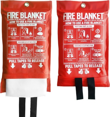Fire Blanket for Kitchen and Home, 40'' x 40'', Fiberglass 40in x 40in, White 
