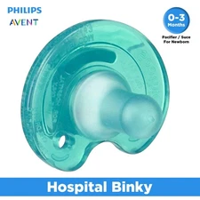 Philips Notched Newborn NICU Soothie Pacifier, Green, 0-3 Months, Hospital Binky