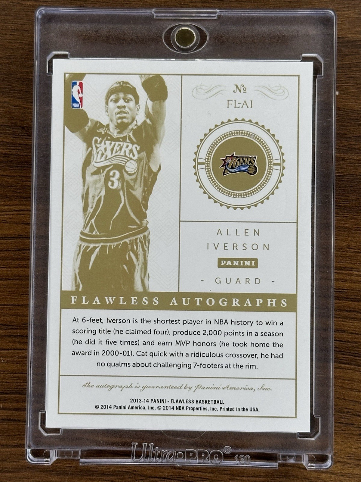 Panini Flawless 2013-14 Allen Iverson Auto Flawless Autographs /10 FL-AI view 8
