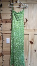 Women's Floral Green Sleeveless Backless Maxi Dress -