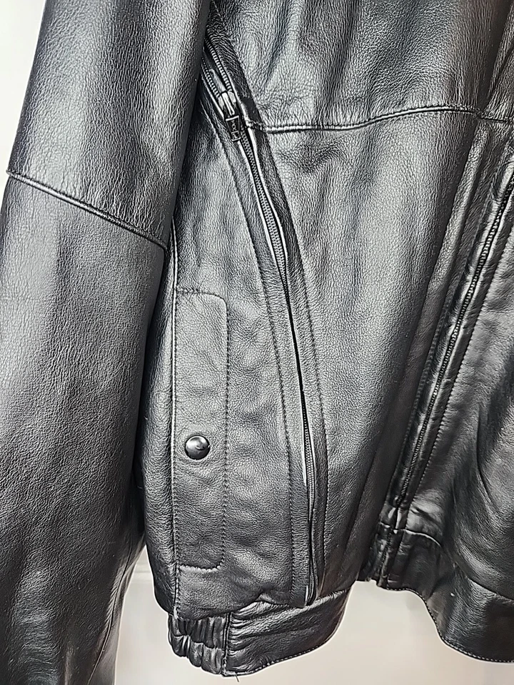 Chaqueta de cuero de motocicleta negra vintage FIRSTGEAR para hombre talla 2XL Hein Gericke Foto 3 de 4