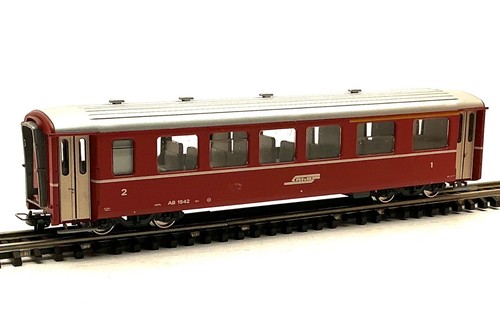 BEMO H0m 12mm Personenwagen 1 & 2. Klasse RhB Rhätrische Bahn AB 1542, D19/53 | Zustand: Gebraucht