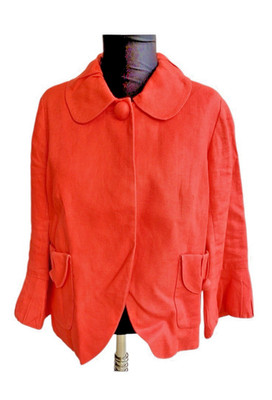 J Crew Womens 6 Tulip Linen Retro Swing Jacket Blazer Red Orange 60s Coquette