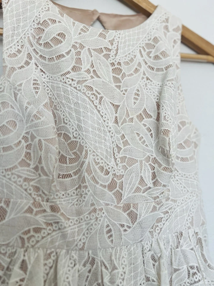 Eliza J крючком мини-платье Sz 0P желтовато-коричневый атлас с подкладкой без рукавов Western богемное - Изображение 2 из 4