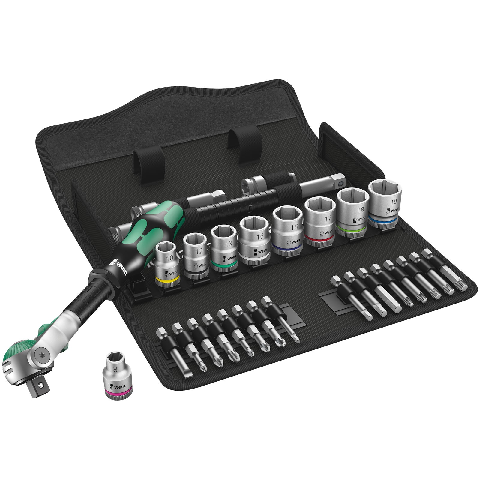 Wera 8100 SB 6 Zyklop Speed Ratchet Set, 3/8"" Drive, Metric