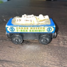 Thomas the Train 2002 Fossil Car Wooden Railway Sodor Museum T-Rex Exhibit