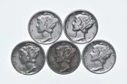 High Grade Lot 1936 1939 1939 1938 1936 Mercury Dime Collection *580