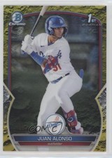 2023 Bowman Chrome Prospects Yellow Lunar Crater Refractor 2/75 Juan Alonso 4k8