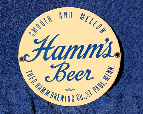 THEO HAMM'S BEER Brewing DEALER PORCELAIN METAL SIGN 6" Breweriana Molson Coors