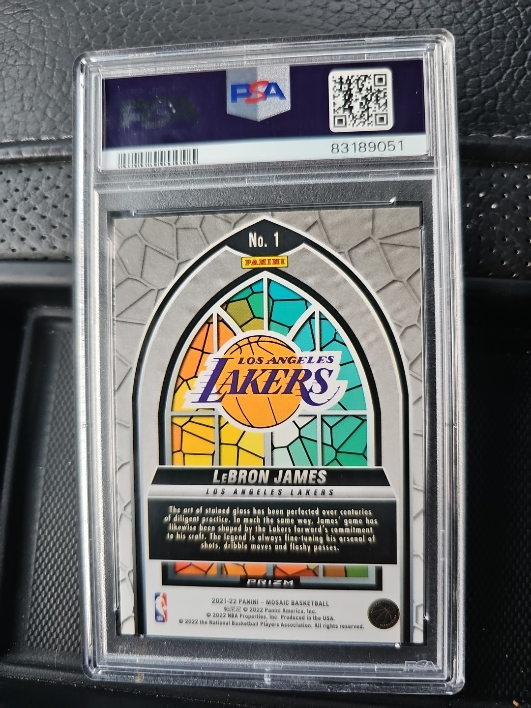 2021-22 Mosaic Lebron James Stained Glass SP #1 PSA 10 GEM MINT Lakers view 2