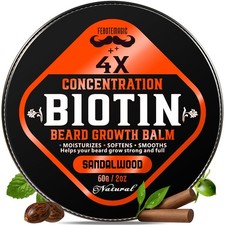 Beard Growth Balm with Castor, Shea Jojoba Oils   Softens Thickens Facial