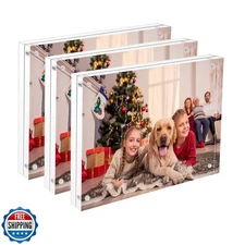NIUBEE 4x6 Acrylic Photo Frame 3 Packs, Picture Frame 20% Thicker Block, Clea