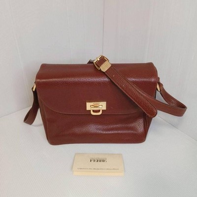 Gianfranco Ferre Shoulder Crossbody Bag Purse Leather in Brown USED Good Cond