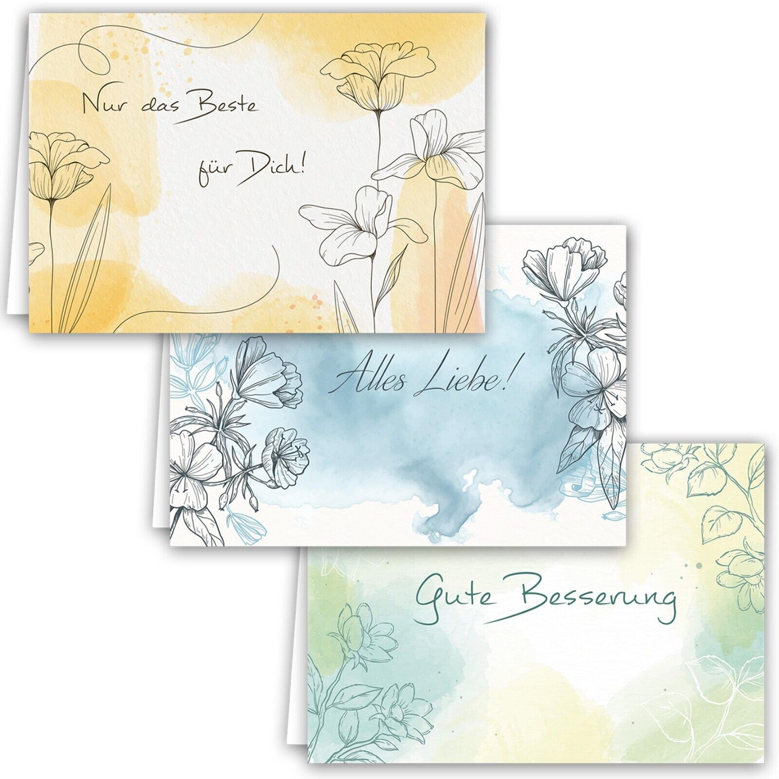 9 Alles Liebe - Nur das Beste für Dich Klappkarten mit Umschlägen