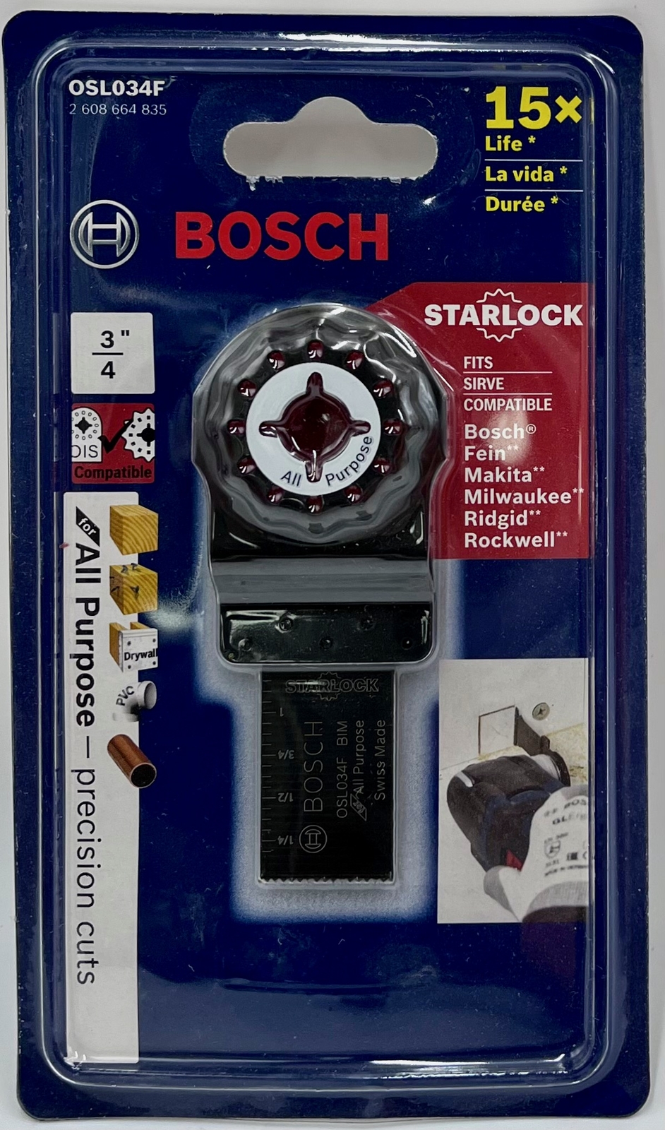 Bosch OSL034F Starlock 3/4-Inch Bi-Metal Plunge Cut Oscillating Tool Blade-image