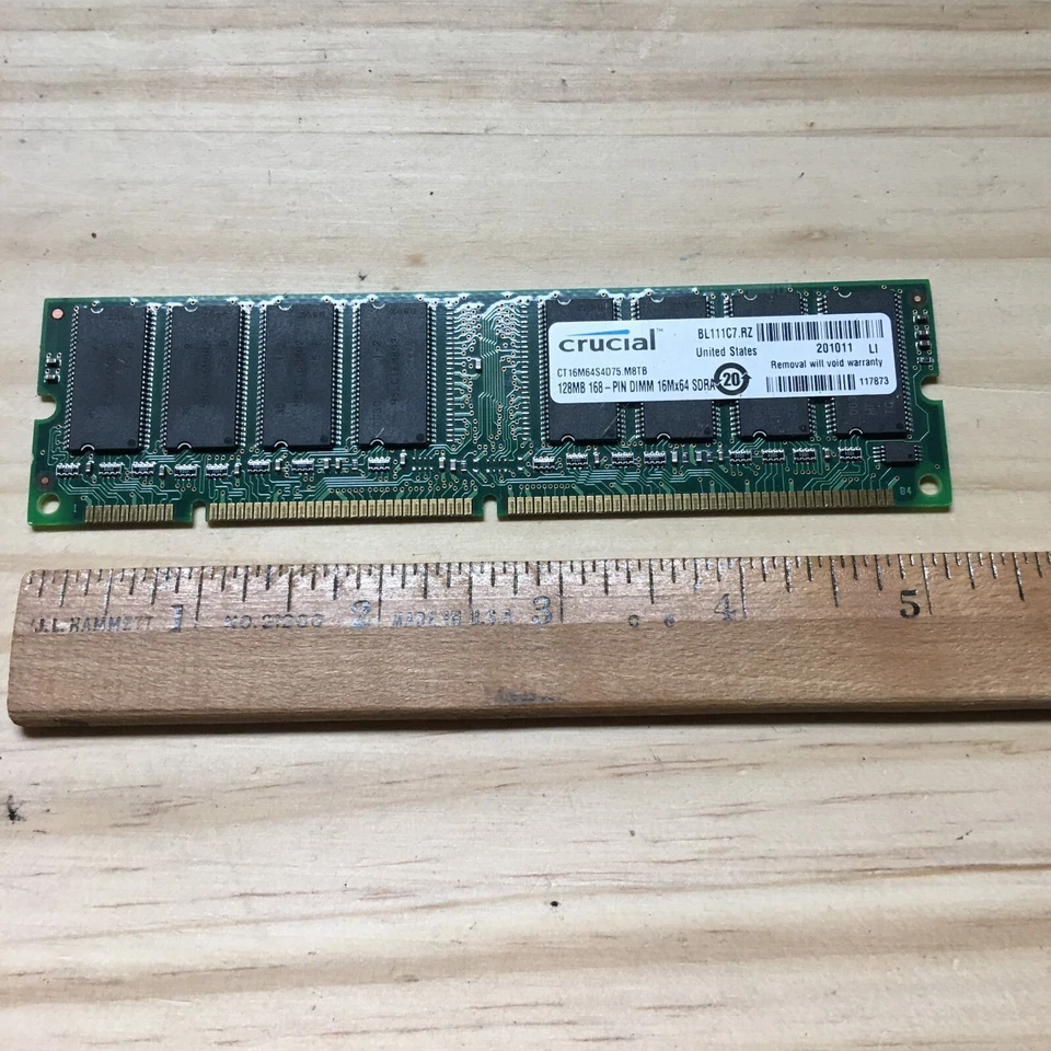 Crucial 128MB ct16m64s4d75 m8tb 168-Pin DIMM 16Mx64 SDRAM BL111C7.RZ - Image 3 of 3