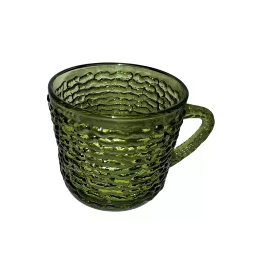 Vintage Anchor Hocking Soreno Avocado Green Glass Cup 2 3/4"