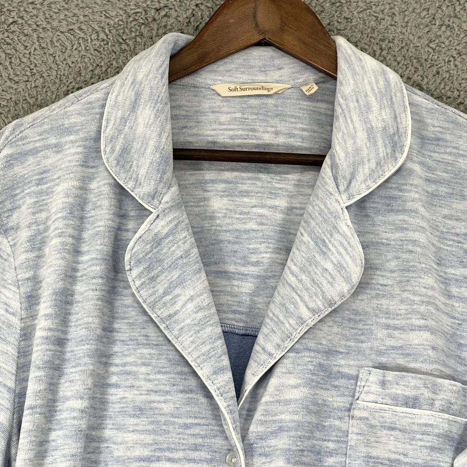 Top de pijama Soft Surroundings con botones delanteros para mujer XL azul manga larga bolsillo W40 Foto 2 de 4