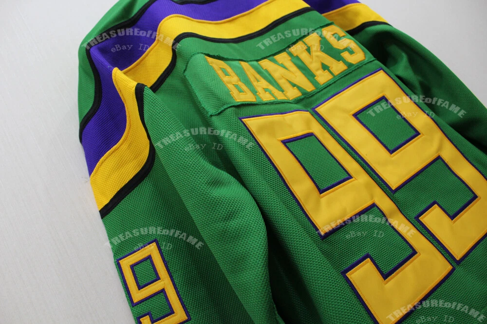 Anaheim Mighty Ducks 99 Adam Banks Green Movie Hockey Men Jersey